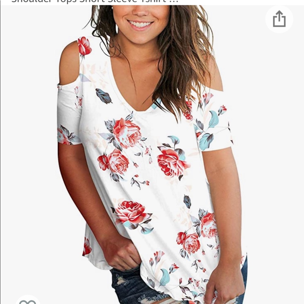Like new floral cold shoulder top, size medium